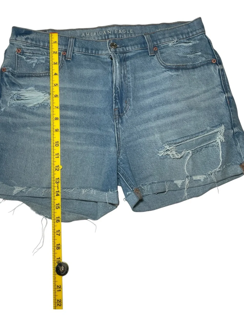 American Eagle AE Ex-Boyfriend Denim Shorts Distressed Light Wash Size 10